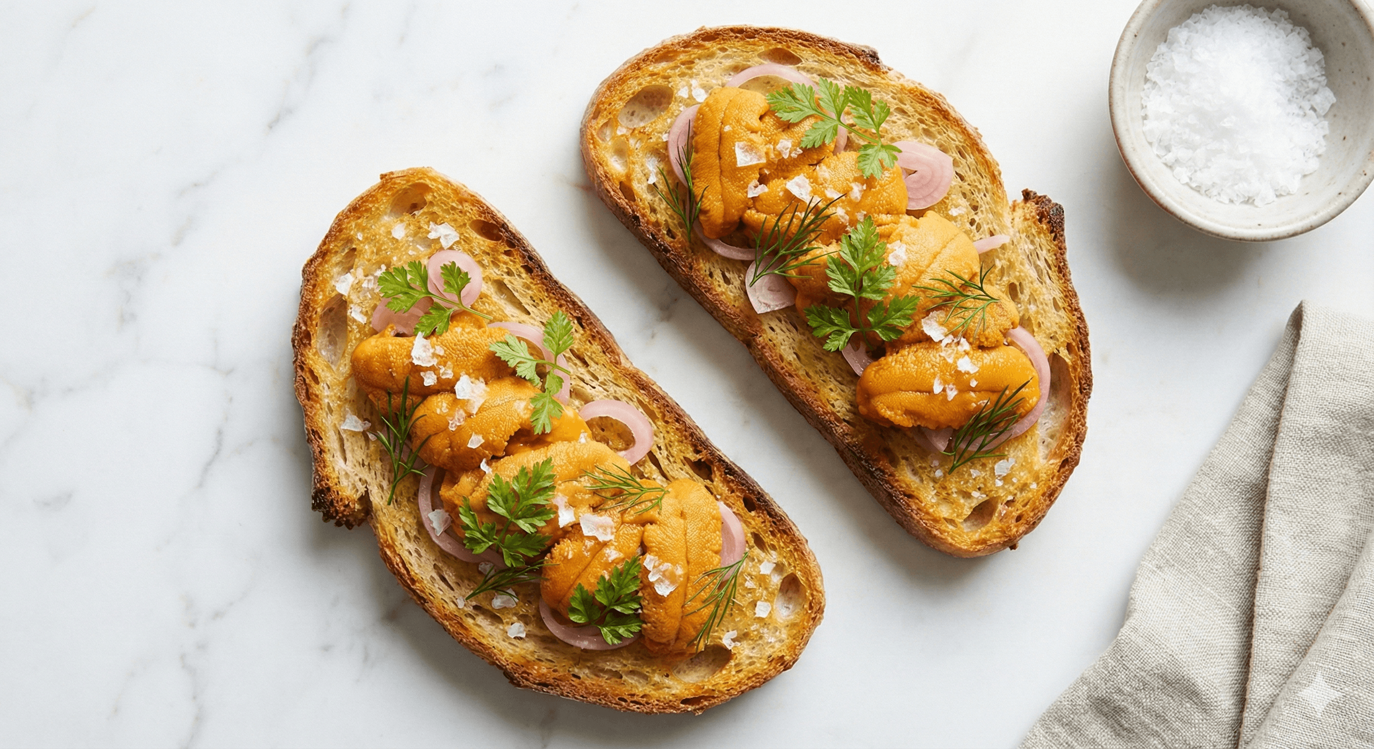 Uni Toast with Citrus & Shallot
